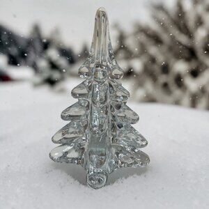 VINTAGE Clear Glass Christmas Tree Figurine